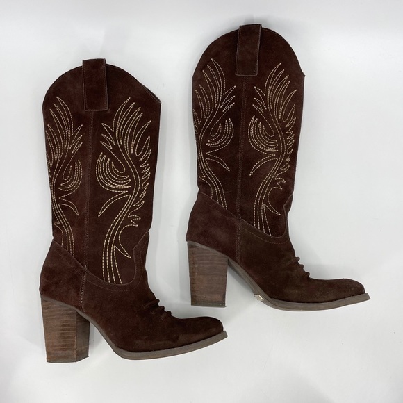 Very Volatile brown suede cowgirl style boots - Picture 12 of 14